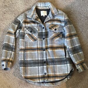 Thread & Supply Gray and Cream Plaid Jacket